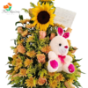 Arreglo Con Rosas, Girasoles Y Peluche, Triunfo De Amor