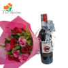 Bouquet de rosas y vino